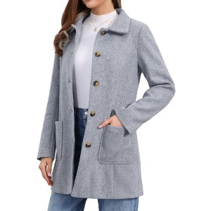Seta T Women's Winter Overcoat Mid-Long Casual Notch Lapel Single-Breasted Peacoat - 1 of 4