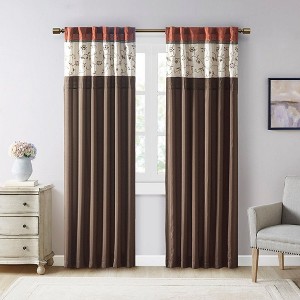 PAGED 84"x50" Floral Embroidered Curtain Panel,Blackout Curtains for Bedroom,Window Curtains with Rod Pocket and Back Tab for Living Room - 1 of 4