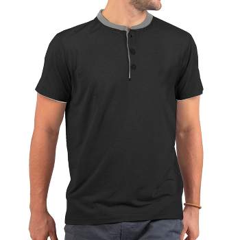 Men's Short Sleeve Henley T-Shirt with Contrast-Trim