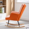 35.5-inch rocking chair, cotton and linen cushioned gliding chair with high backrest armrests, living room and bedroom - 2 of 4