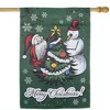 Northlight Merry Christmas Santa and Snowman Outside House Flag 28" x 40" - 3 of 4