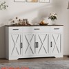 Hallway Farmhouse 55" Buffet Sideboard Kitchen Storage Cabinet w 3 Sliding Drawers, 4 Adjustable Shelves, and Large Wood Coffee Bar Cabinet - 2 of 4