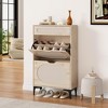 Shoe Cabinet, Rattan Shoe Storage With 2 Flip Drawer and 1 Pull-Out Drawer, Heavy Duty Metal Leg - 4 of 4