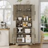 70in Tall Kitchen Pantry Cabinet with 4 Doors, Adjustable Shelves, Open Shelf, Tall Cupboard for Dining Room, Bathroom, Laundry Room - 3 of 4