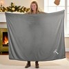 Personalization Mall All About Me Embroidered Initial Fleece Blanket, Grey, 60" x 80" - 2 of 4