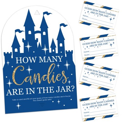 Big Dot of Happiness Royal Prince Charming - How Many Candies Baby Shower or Birthday Party Game - 1 Stand and 40 Cards - Candy Guessing Game