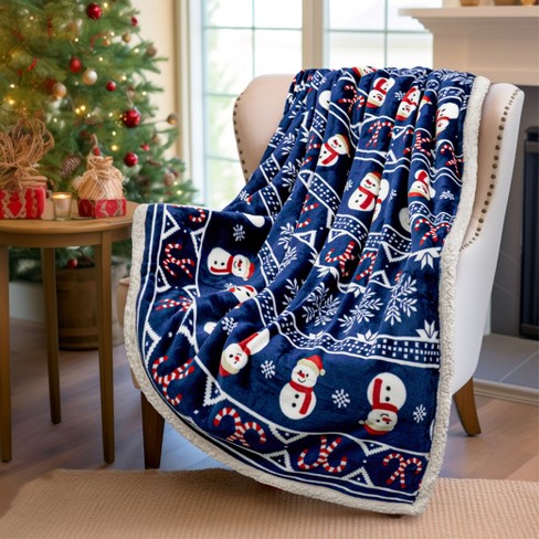 Christmas Blanket Microfiber Fleece Plaid Sherpa Holiday Throw for Couch  Sofa