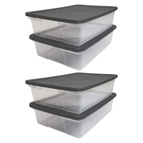 HOMZ 112 Quart Multipurpose Stackable Storage Container Tote Bins with  Secure Latching Lids for Home and Office Organization, Clear (2 Pack)
