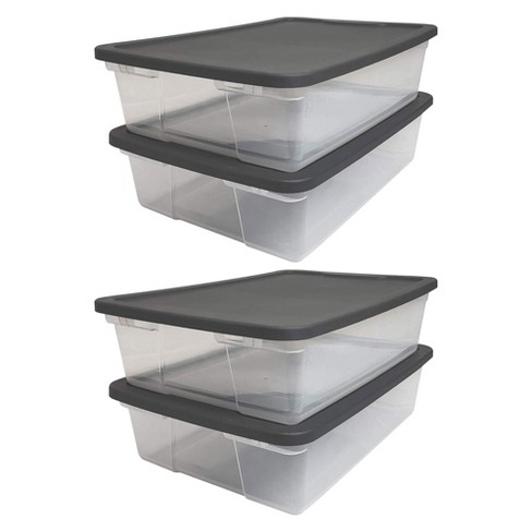 Sterilite 28 Qt. Clear Bin Storage Box Tote Container with White