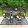 Captiva Designs 7pc Cast Aluminum Bar Height Patio Dining Set with Round Table with Umbrella Hole & Swivel Stools - 2 of 4