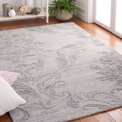Gray Floral Hand-Tufted Wool Area Rug, 5' x 8'