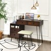 Costway Vanity Table Stool Set Dimmer LED Mirror Large Storage Cabinet Drawer Walnut\ Black\Brown\White - 3 of 4