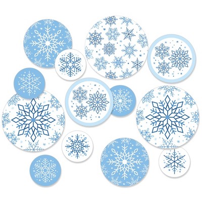 Big Dot of Happiness Blue Snowflakes - Winter Holiday Party Giant Circle Confetti - Party Decorations - Large Confetti 27 Count