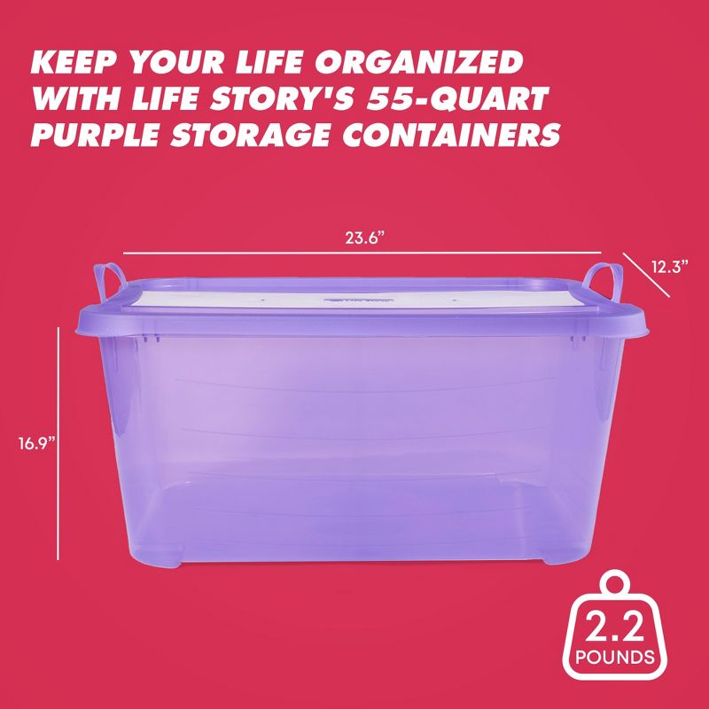 Life Story Multi-Purpose 55 Quart Stackable Storage Container with Secure Snapping Lids for Home Organization, 3 of 7
