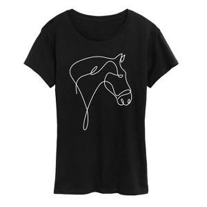Women's - Instant Message - White Line Horse Doodle Short Sleeve Graphic T-Shirt - 1 of 4