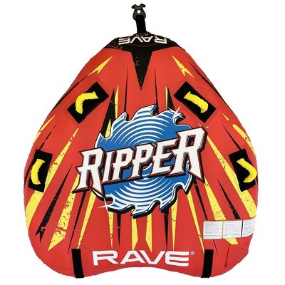 RAVE Sports 02918-RV-SMU Ripper 2 Rider Nylon Inflatable Towable Float with Foam Handles, Neoprene Knuckle Guards and Quick Connect Tow Points, Red