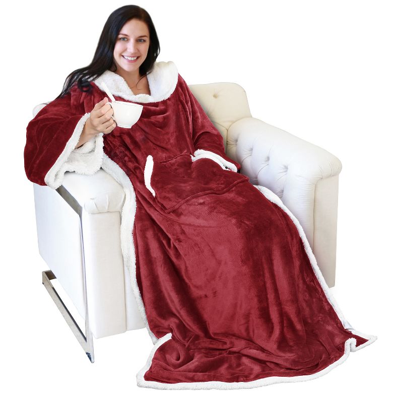 Catalonia Wearable Blanket with Sleeves Arms, Super Soft Warm Comfy Large Fleece Plush Sleeved TV Throws Wrap Robe Blanket for Adult, 1 of 7