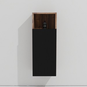 Akoasm Wall Floating Bathroom Storage Cabinet-Black + Dark Walnut - 1 of 4