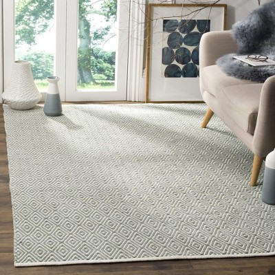 Gray Geometric Flat Woven Wool Cotton 6' x 9' Rug
