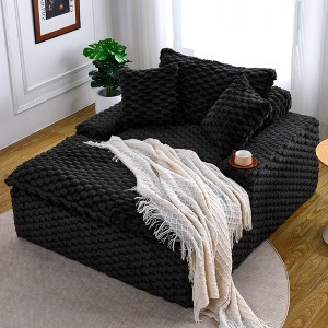 NicBex Oversized Corduroy Lounge Sofa Couch with Three Detachable Pillows,Upholstered Sleeper Sofa for Living Room,Bedroom - 1 of 4