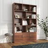 70.87-inch-high, 4-tier open bookcase with cabinet doors, suitable for living rooms and offices. - 3 of 4