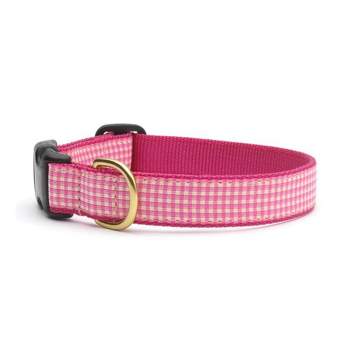 Pink Gingham Quick Release Dog Collar (Large (15-21 Inches) - 1 In Width)