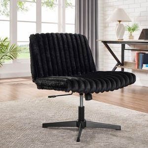 ORRD Adjustable Swivel Chair, Criss Cross Legging Wide Seat Office Desk Vanity Chair with Corduroy, Black, Modern Home Gift - 1 of 4