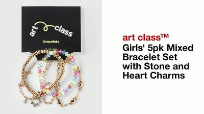 Girls' 5pk Mixed Bracelet Set with Stone and Heart Charms - art class™