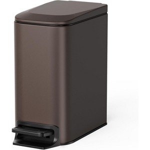 Small Bathroom Trash Can with Lid Soft Close, Step Pedal, 6 Liter / 1.6 Gallon Stainless Steel Garbage Can with Removable Inner Bucket - 1 of 4