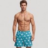Anna-Kaci Swim Men's Shark Fin Print Swim Trunks with Quick-Dry Fabric and Adjustable Drawstring Waist for Bold Beachwear Style - 2 of 4