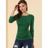 Allegra K Women's Round Neck Long Sleeves Ruched Casual Fitted Top - 3 of 4