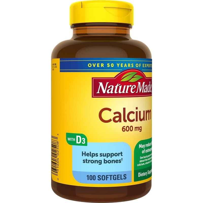 Nature Made Calcium 600mg Softgels with Vitamin D3 for Bone Support - 100ct, 3 of 6