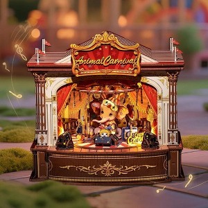 Wizardi Animal Carnival Dollhouse Kit - Miniature Roombox Kit