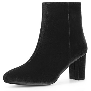 Perphy Women's Round Toe Side Zip Block Heels Ankle Boots - 1 of 3