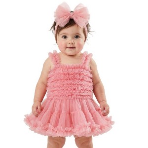 strapless open back dress Baby Pink Layered Tulle Party Dress – Elfin Kidz main image 0