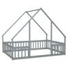 JUJABU Full Wood House-Shaped Floor Bed with Fence, Guardrails - 2 of 4