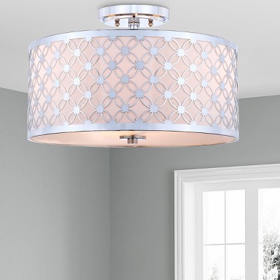 Retro Chic 16" Chrome Drum Flush Mount Ceiling Lamp