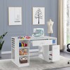 Tangkula Sewing Craft Table Home Office Computer Desk w/ Storage Shelves & Drawer - 3 of 4