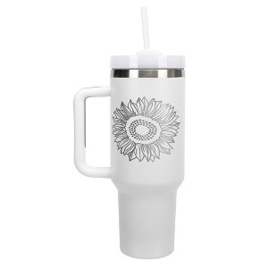 Elanze Designs Sunflower Flower Emblem 40 oz. Stainless Steel, Large Water Bottle Coffee Mug, Spill & Leak Resistant, Thermal Travel Tumbler with - 1 of 1