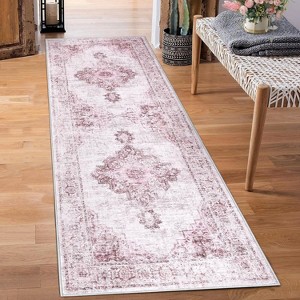 Acekool 2x6 Runner Rug, Washable Vintage Distressed Non Slip Low Pile Carpet, Soft Hallway Kitchen Bedroom Entryway Long Rug - 1 of 3