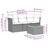 4 Piece Patio Sofa Set with Cushions Gray Poly Rattan vidaXL - 3 of 3