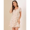 Allegra K Women's Printed Summer Casual Square Neck Short Sleeve Fit and Flare Dress - 4 of 4
