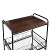 Honey-Can-Do 3 Tier Kitchen Cart with Pull-Out Baskets: Black Steel Frame, MDF Surface, Kitchen Island with Wheels - 4 of 4