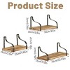 Rustic Floating Wood Shelves Set of 3, Brown Wall Mounted Display Shelves for Living Room, Bedroom, Kitchen, Bathroom & Office Decor - 2 of 4