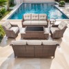 POCASSY 6 Inch Thick Cushion Patio Furniture Set with Swivel Glider Chairs, 8 Piece Patio Set with Brown Wicker Round Rattan and Olefin Cushion Cover - 3 of 4