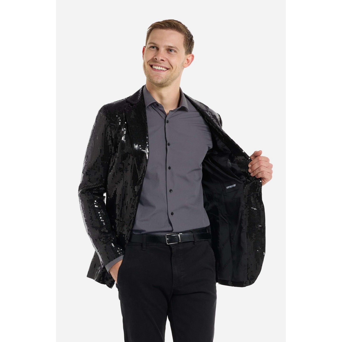 Мужские пиджаки Suitmeister Shiny Party Blazer - Sequins Black - Size Medium — фото 4