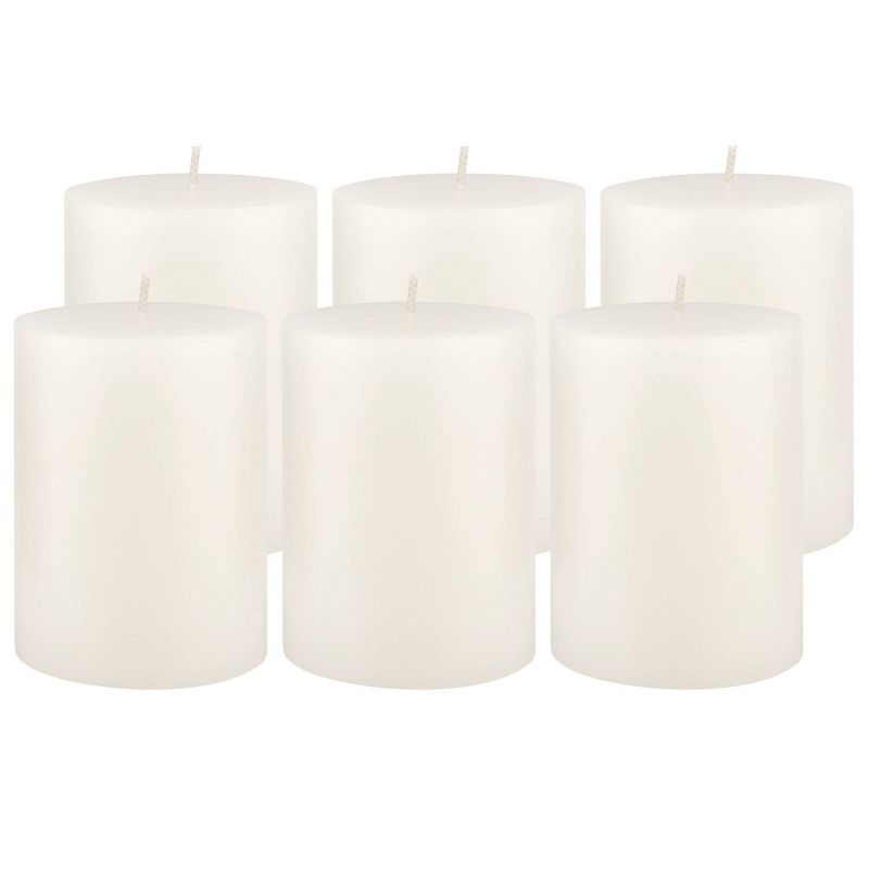 6pk Unscented Flat top Smooth Pillar Candles White - Stonebriar Collection, 1 of 8