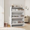 Shoe Cabinet with 3 Flip Drawers, Wooden Shoe Organizer Cabinet with Adjustable Shelf, Shoe Storage for Entryway - 4 of 4