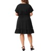 Agnes Orinda Women's Plus Size Elegant Short Sleeve Tie Waist Ruffle Hem At Knee Dresses - 4 of 4