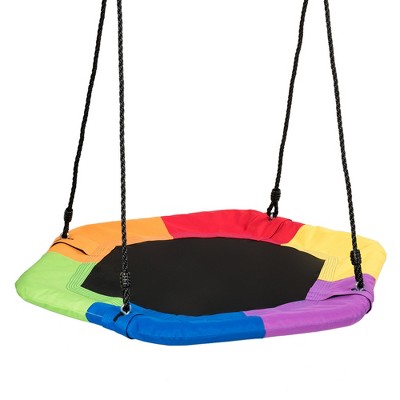 Tangkula Portable Hexagon Tree Swing Kids Play Set 37" w/ Adjustable Height